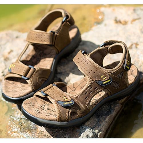 Men's Real Leather Open-Toe Sandals, Handmade Fashion Hiking Sandals, Hollow Out Backpacking Beach Shoes3