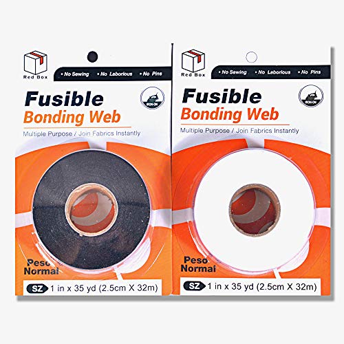 RedBox Fabric Fusing Tape Adhesive Hem Tape, Iron-on Tape, Black & White, Each 35 Yards, 2 Pack (1 Inch)