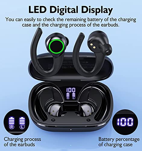 Wireless Earbuds Bluetooth 5.2 Wireless Sports Bluetooth Earphones In Over Ear Headphones With Earhooks Built-In Mic Headset For Iphone 14 Pro Max Android Running Outdoor Workout Sports #TOP1