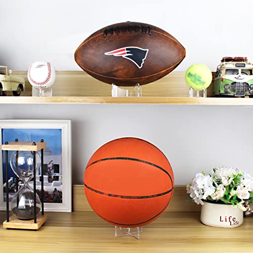 Image of Acrylic Basketball Stand, Simple and Stylish Football Display Stand Storage Holder for Volleyball Rugby Soccer Case Rack (3.54x1.3 inch; 9x3.3 cm)
