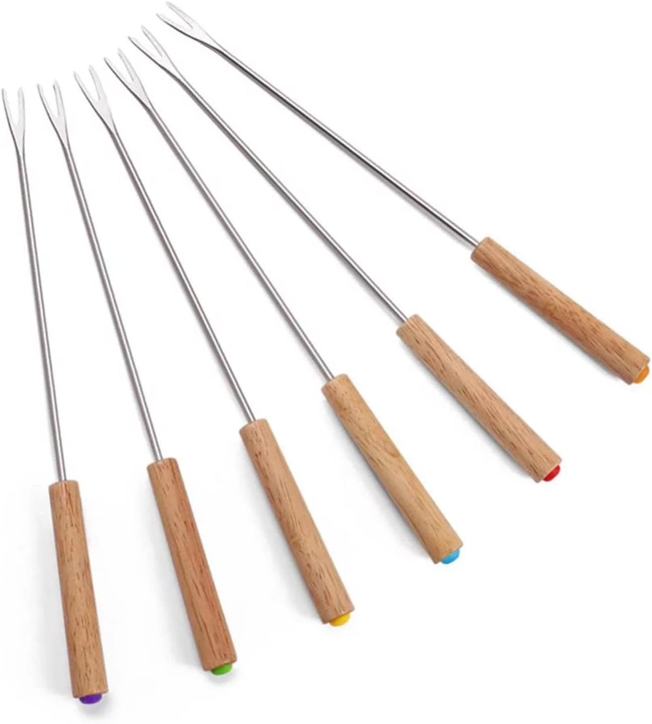 6 Packs Roasting Sticks With Wooden Handle Extendable Forks