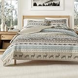 Great Bay Home Lodge Quilt Set - 3-Piece Full/Queen Size Rustic Bedding Set - Lightweight, All-Season, Reversible Bedspread (Rustic Lodge Stripes)