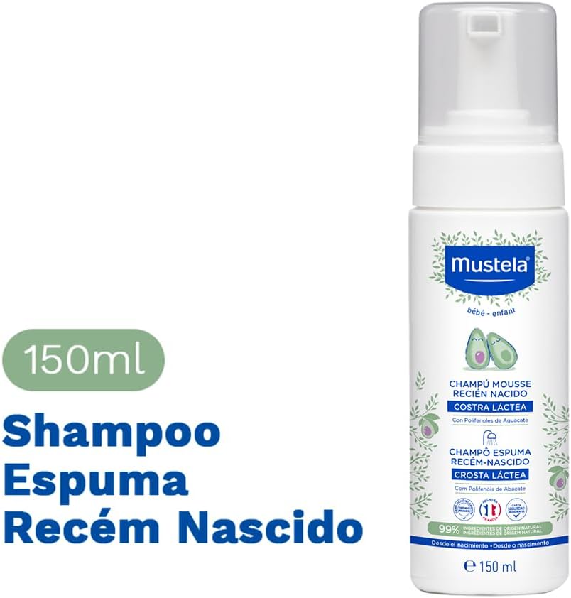 Mustela Shampoo Recém-Nascido 150 Ml - Xampu Textura Espuma Previne E Elimina A Crosta Láctea Dos Bebês - Vegano Feito Com 99% De Ingredientes De Origem Natural E Com Fórmula Biodegrável Mustela Shampoo Recém-Nascido 150 Ml - Xampu Textura Espuma Previne E Elimina A Crosta Láctea Dos Bebês - Vegano Feito Com 99% De Ingredientes De Origem Natural E Com Fórmula Biodegrável