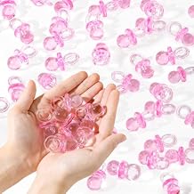 36 Acrylic Pacifiers for Baby Shower Game Girl, 1.75 Inch Cute Baby Shower Pacifiers, Pink Pacifiers for Baby Shower Decoration DIY, Gender Reveal Party Table Scatter, Baby Shower Favors Pink