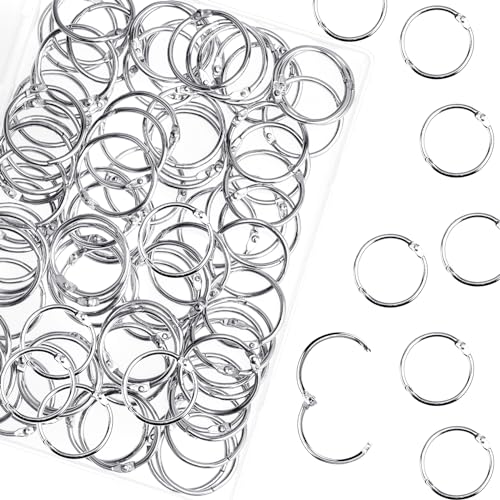 HAUTOCO 100 Stück Buchringe 19mm Silber Metallring Loseblatt Verbinder Binder Ringe für Scrapbook Album Handwerk Karteikarten Notizbücher Schule Büro