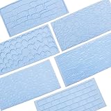 6 Packs Fondant Impression Mat Mold Set, Embossed Tree Bark/Brick Wall/Flower/Cobblestone/Stone Wall Texture Design