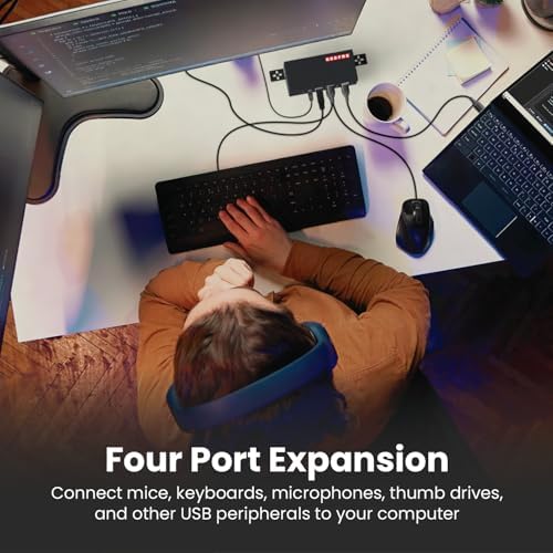 Gearmo 4 Port USB Hub, 5Gbps, Industrial Mountable Metal Enclosure w/15KV ESD Protection, USB 3.2 USB Hub Data Transfer (12V/2A Power Adapter Included) - 2