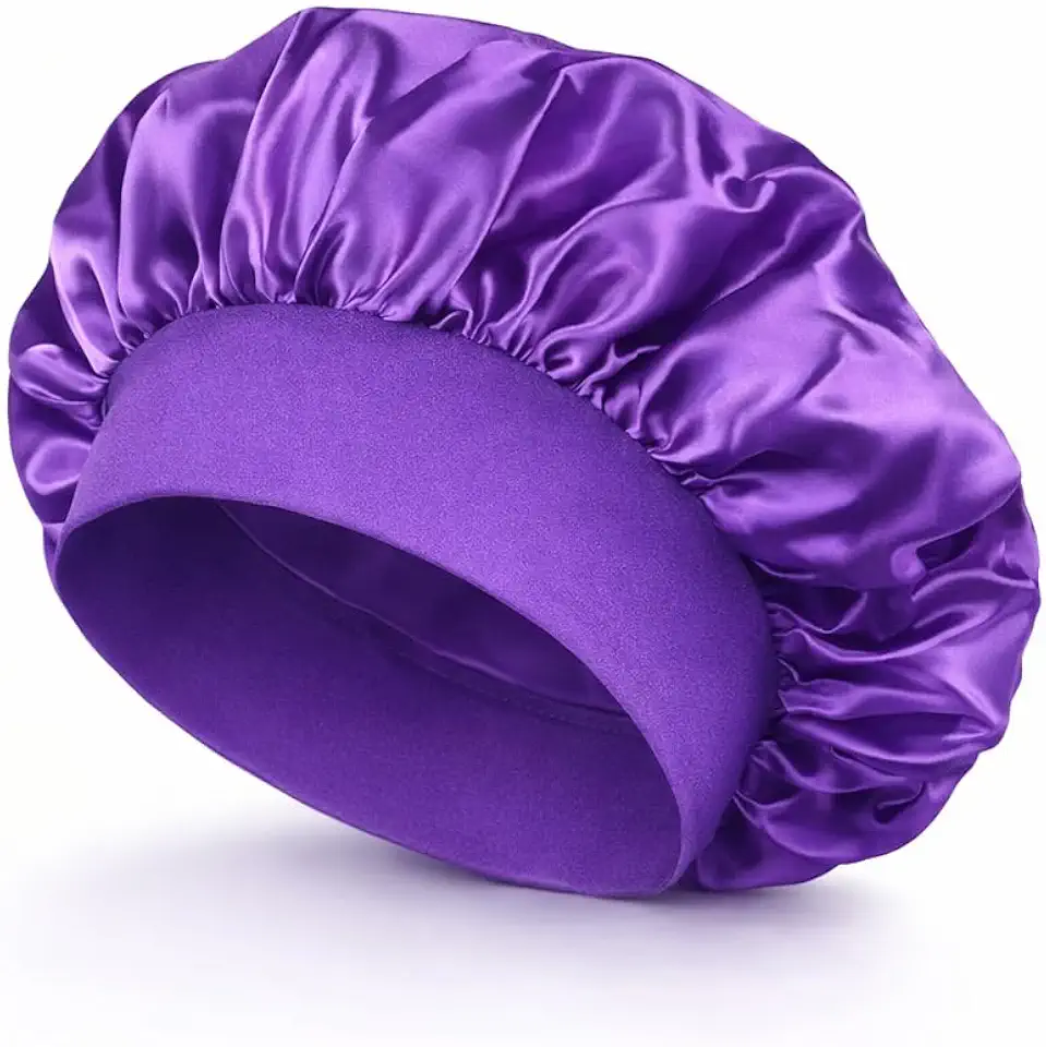 Touca de Cetim com Faixa Larga, Proteção Noturna para Cabelos, Anti-Frizz, 30 cm, Cores Sortidas