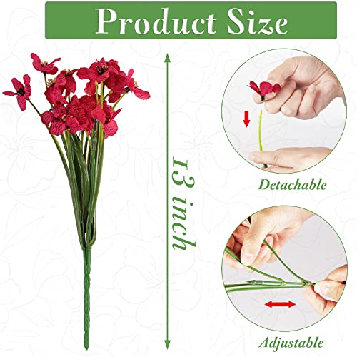 Taomika 20 Bundles Artificial Flowers Outdoor Uv Resistant Fake Flowers No Fade For Patio Porch Window Box Home Wedding Farmhouse Decor (Rose Red) #TOP2