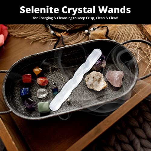 Himalayan Glow Wbm Selenite Crystal Round Spiral Wand 6 Inches, |Home Décor| Healing Crystal Wand For Spiritual Protection And Meditation #TOP3