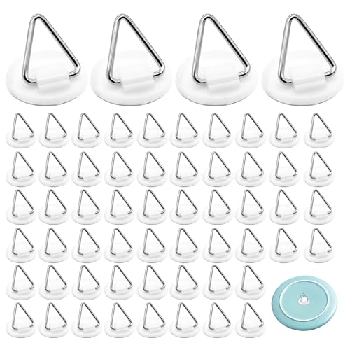 Piuluvor® 60 Piezas Cuelga Cuadros Adhesivo, Sin Agujeros para Colgar Cuadros, Ganchos Autoadhesivos para Marcos de Fotos, Cuadros, Carteles, Platos, Cuadros, Estantes (Redondo)