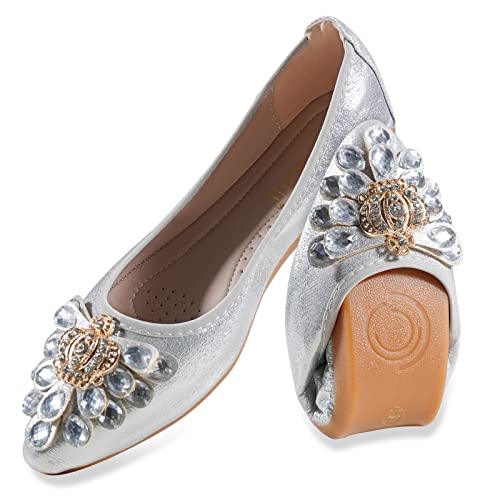 Ballerines plates pointues strass étincelants pour mariée chic