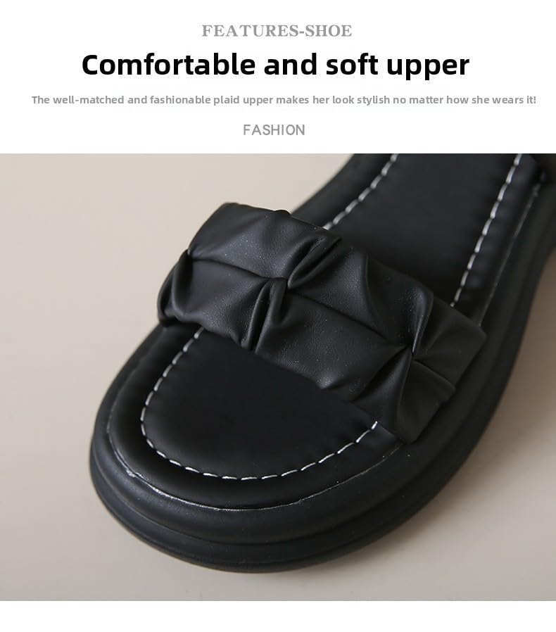 Two women in sandals 2025 summer new fairy wind stepping on shit feeling thick-soled outer slippers Roman beach cool slippers,Skin-friendly, breathable and comfortable3