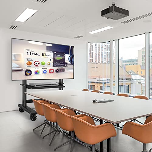 Mobile Tv Cart Rolling Tv Stand With Wheels For 55-98 Inch Lcd Led Flat Curved Screens Up To 200 Lbs, Heavy Duty Portable Floor Tv Stand Large Base Trolley Height Adjustable Max Vesa800X600 Mm #TOP4