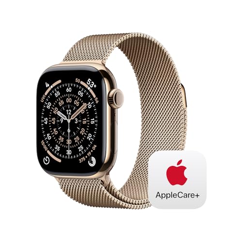 Apple Watch Series 11(GPS + Cellularモデル)- 42mmゴールドチタニウムケースとゴールドミラネーゼループ + 2年延長 AppleCare+ for Apple Watch Series 11