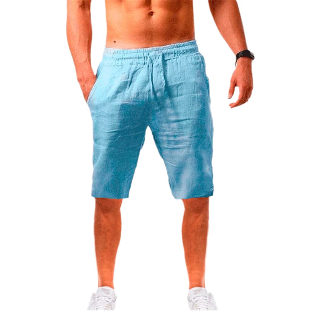 Chemise décontractée anti transpiration coton lin bleu L - 8
