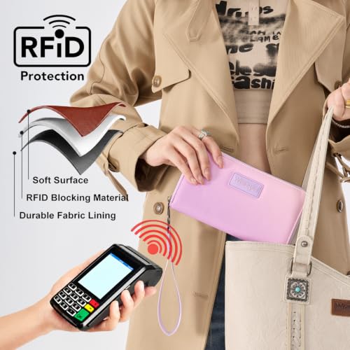 Image of Wrangler Wallet Women RFID Blocking, Gradient Wristlet Wallet for Daily Use