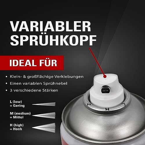 BRESTOL® Sprühkleber Extra Stark 500 ml – Industrielles Klebespray mit verstellbarem Sprühkopf – Schnelltrocknend & Präzise Dosierbar, Sprühkleber Schaumstoff, Holz, Metall, Kunststoff, etc.