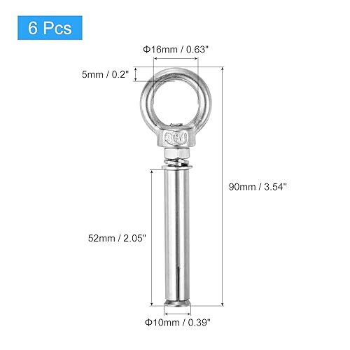 Miniatura 121 de uxcell Aro de elevación de la expansión, 5pcs M8x100mm 304 tornillo de expansión de acero inoxidable con anillo de ojo para pared de ladrillo