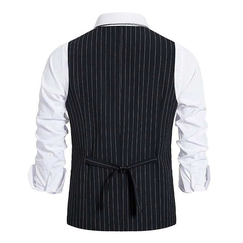 Men Vest Stripe Suit Retro Casual Sleeveless Top3