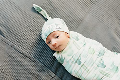 Image of Copper Pearl Baby Beanie Hat Top Knot Stretchy Soft Desert