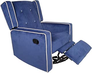 Polar Aurora Swivel Gliding Rocker Recliner Suede Tufted Upholstered Glider for Nursery, Study and Living Room/Microfiber 6 Color (Blue) - coolthings.us