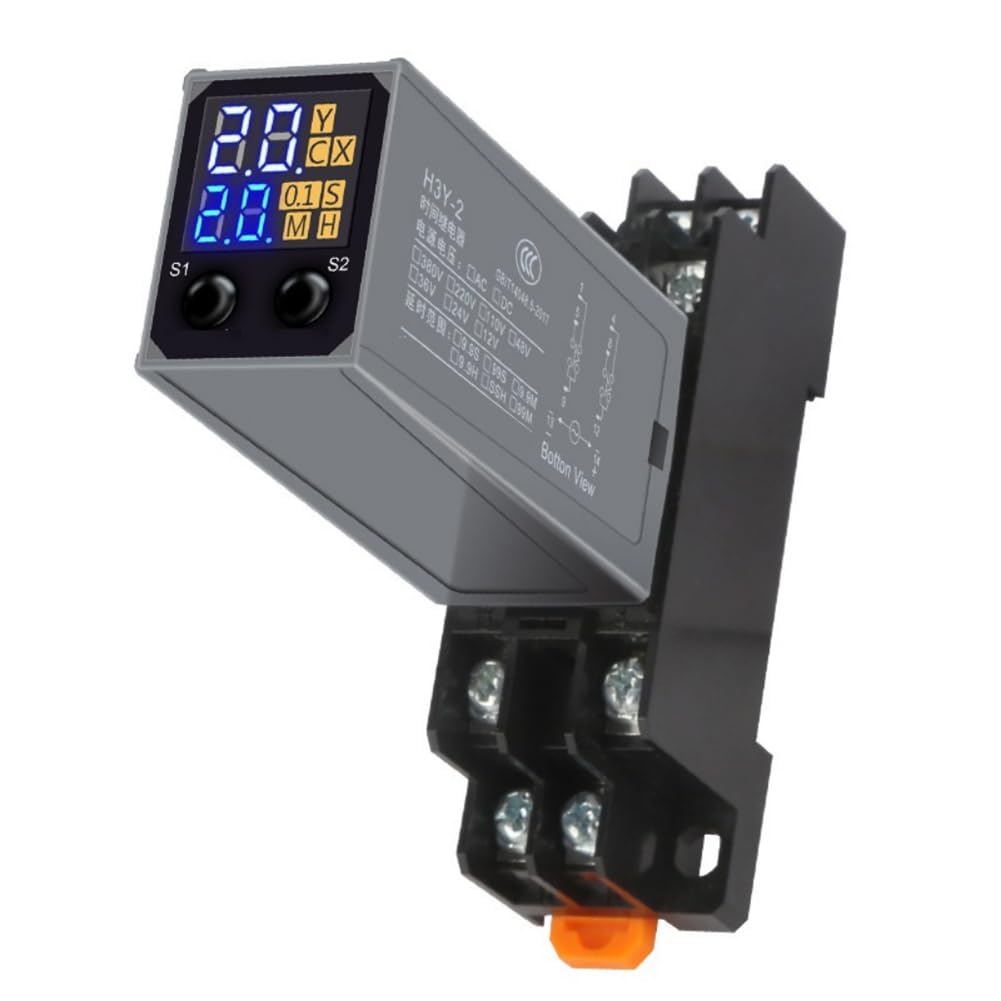 YRREATY LCD Display Delay Relay Power-on Delay Controller Electronic Delay Timer Relay with Base Socket A220V