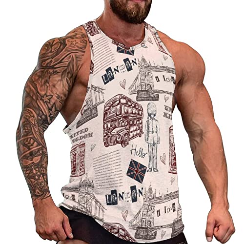 Camiseta sin mangas para hombre Londres 4XL para gimnasio y culturismo