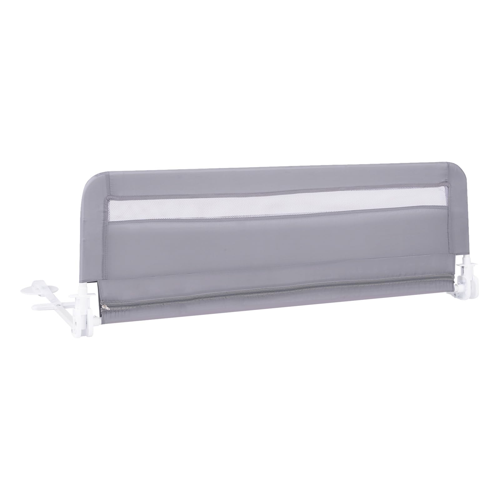 COSTWAY Bed Rail for Toddlers, 100cm/120cm Foldable Safety Beds Guard with Strap, Swing Down Baby Bedrail for Crib, Single, Double & King Size Mattress (Gray, 120cm)