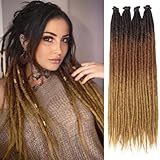 Dreadlock Extensions 24 Inch Synthetic Hippie Single Ended Dreads 15 Strands Brown 0.6 cm Width Loc Extensions Reggae Style Crochet Hair for Women (24 Inch (15 Strands), 1B/30/27)