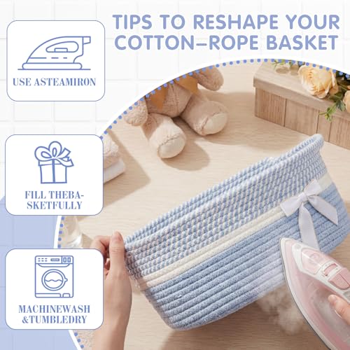 Image of Colingmill 1 Set Woven Empty Basket for Gift,Blue White