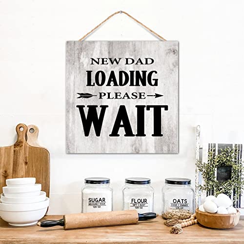 Letrero de madera New Dad Loading decorativo para repisa de chimenea y guardería 3
