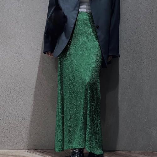 Women’s Sequin Midi Skirt Stretchy High Waist Long Skirt Sparkle Glitter Pencil Skirts Night Out Party Maxi Skirts2