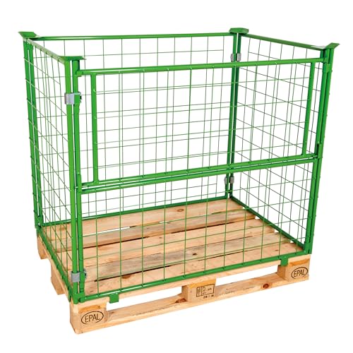 GERSO Gitteraufsatzrahmen für Palette 120x80cm Höhe 800mm Grün Aufsatzrahmen für Holzpalette