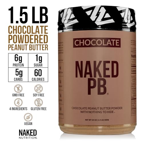 Image of Naked Chocolate Peanut Butter from US Farms, Only 4 Ingredients - Roasted Peanuts, Cocoa, Sea Salt, and Sugar - Vegan, 47 Servings - NAKED PB