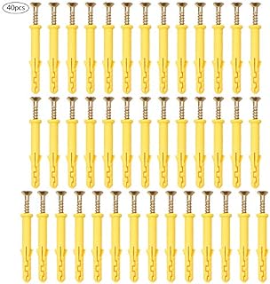 40Pcs Plastic Expansion Pipe Column Anchor, with Wall Plug Self-Tapping Screws Fastener Kits for Television Heavy Items (M8 x 60mm), Masonry Brick Wall Fixing Screw Bolts Wall Plug Screw Fixings