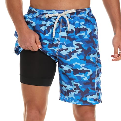 HODOSPORTS Mens Swim Trunks with Compression Liner inch Bathing