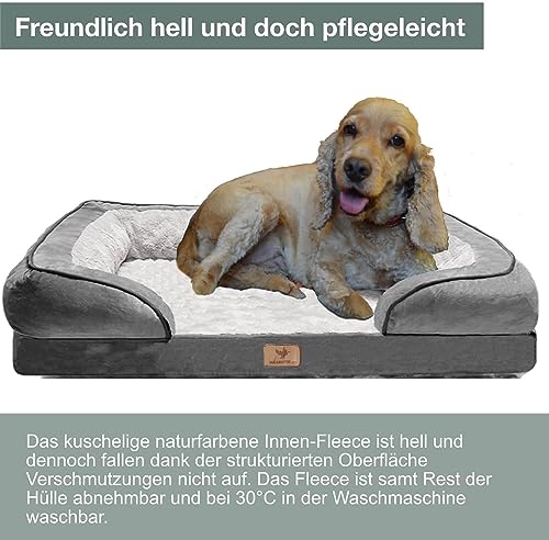 Traumreiter Orthopädisches Hundebett für Große und Mittlere Hunde, Grau, ca. 135x100 cm (Innenmaß ca. 113x78 cm) - Hundekörbchen, Hundekorb, Hundekissen, Hundesofa, Bettchen
