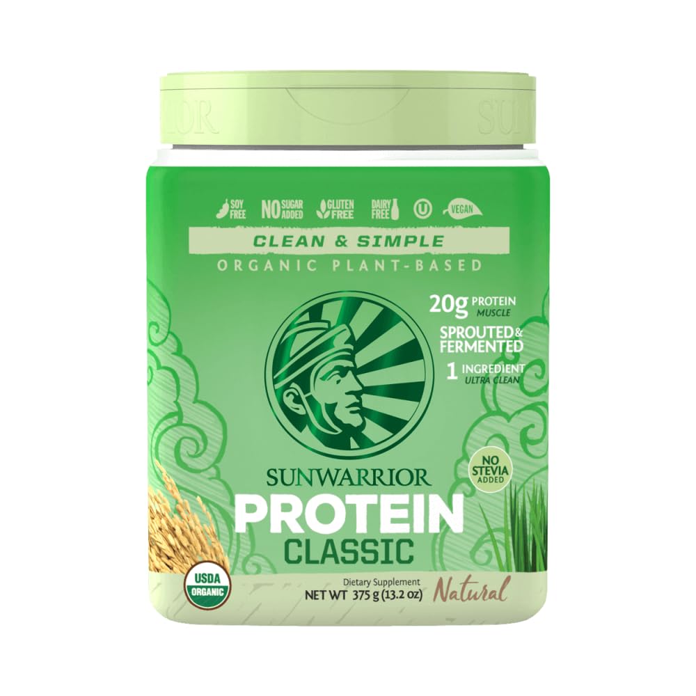 Brown Rice Protein Powder with Bcaa & Amino Acids Raw Rice Protein Shake Gluten Free Low Carb Dairy Free | Plant Based Classic Sprouted Brown Rice Protein Powder Natural 375g by Sunwarrior