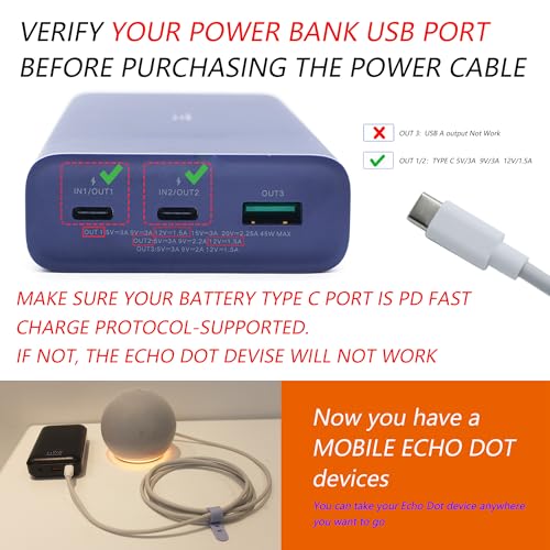 Adaptador cargador USB C para Echo Dot 3ra/4ta generación miniatura 4