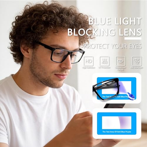 Image of Blue Light Blocking Glasses for Women Men, Square Thick Frame Anti Eyestrain & UV Glare JF6218