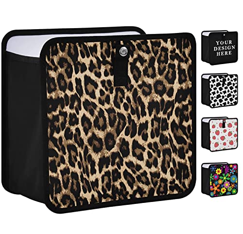 Image of Leopard Print Car Trash Can, Foldable Hanging Car Trash Bag, Small Waterproof Car Accessories Garbage Bin Cheetah