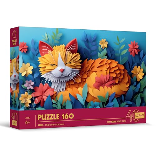 Trefl- Gatto Effetto 3D, Gattino-160 Pezzi-40° Anniversario, Puzzle Colorato con Animali, per Bambini a Partire dai 6...