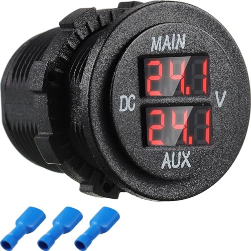 Voltmètre numérique LED rouge 12V 24V pour voiture et camion à double batterie