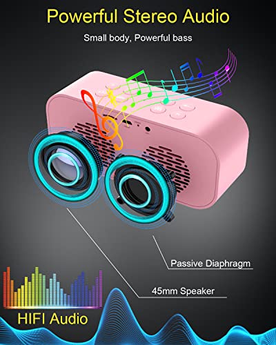 Afk Alarm Clock For Bedroom/Office,Small Digital Clock With Bluetooth Speaker,Desk Clock With Dual Alarms,Snooze,Mirror Led Display,Hands-Free Calling For Girls/Adults.(12H Format,Pink) #TOP4