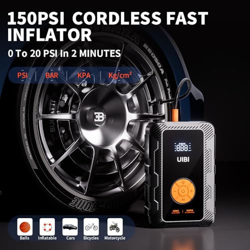 X6 Jump Starter with Air Compressor 150PSI, 2500A Car Battery Jumper Starter Portable Pack with TypeC45W, 20000mAh Tire Inflator 12V Jump Box Booster Charger Cables for 8.5L Gas 8L Diesel Engine