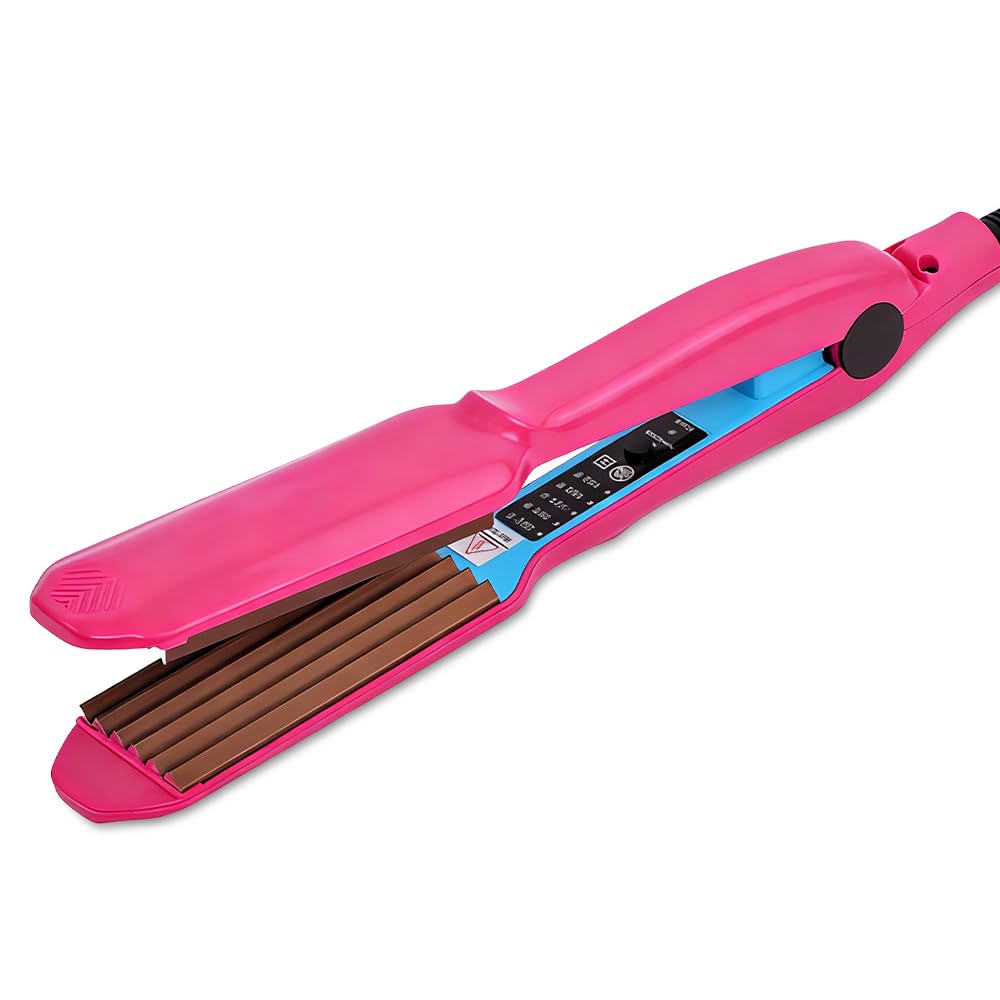 Plancha de Crimpar, Plancha Pelo Ondas Pequeñas Cerámica, 5 Temperaturas, Herramienta Profesional para Crear Volumen y Textura, Calentamiento Rápido, para Hogar, Viajes