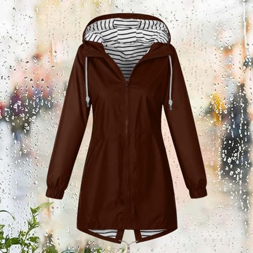 Rain Jacket Women Waterproof Windbreaker Lightweight Rain Jackets with Pockets Striped Lined Raincoats with Hood2