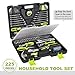 FASTPRO 225-Piece Household Tool Set, SAE & Metric Mechanics Hand Tool Set with Toolbox, Home/Auto Repairing Tool Kit for DIY, Home Maintenance and Car Repairing, Green