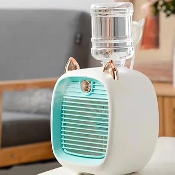 EZERE Desktop Fan with Air Humidifier Portable Mini Air Conditioner Cooler, BLUE